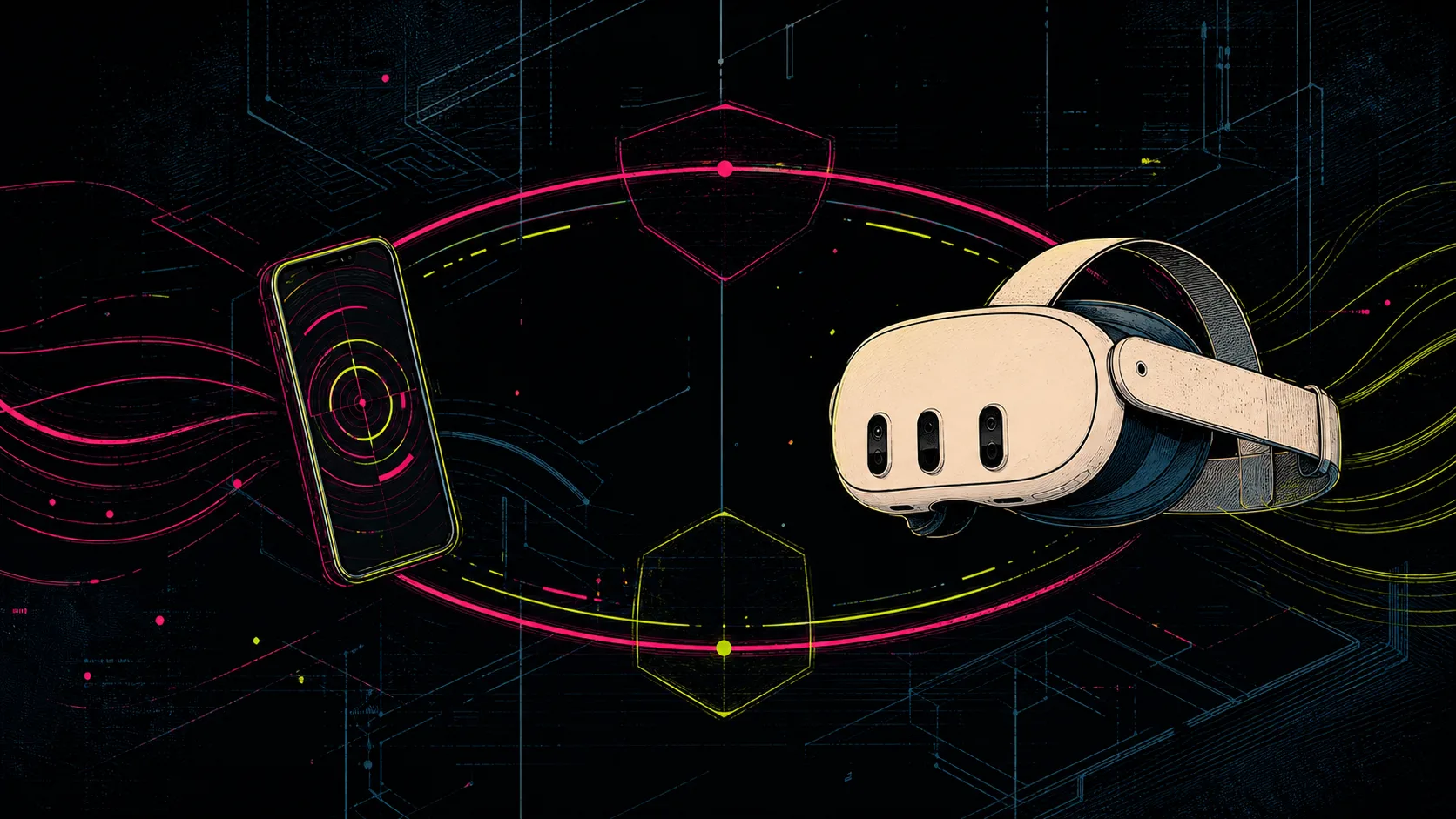 A local encrypted signal connecting a phone and a VR headset